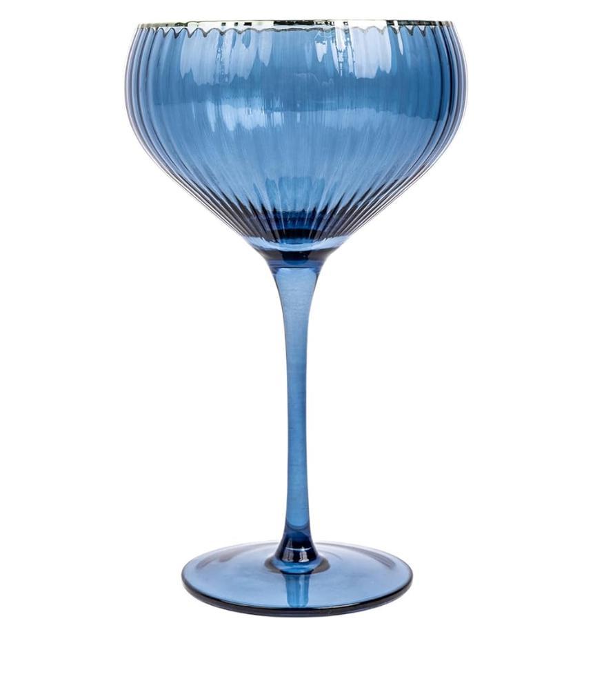 Ribbed Blue Glassware