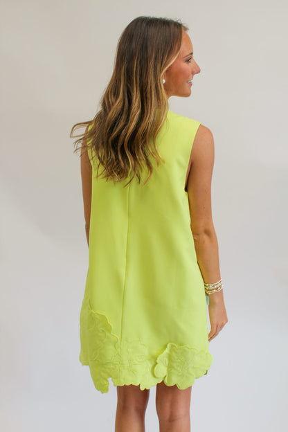 Chartreuse Citrus Bloom Mini Dress