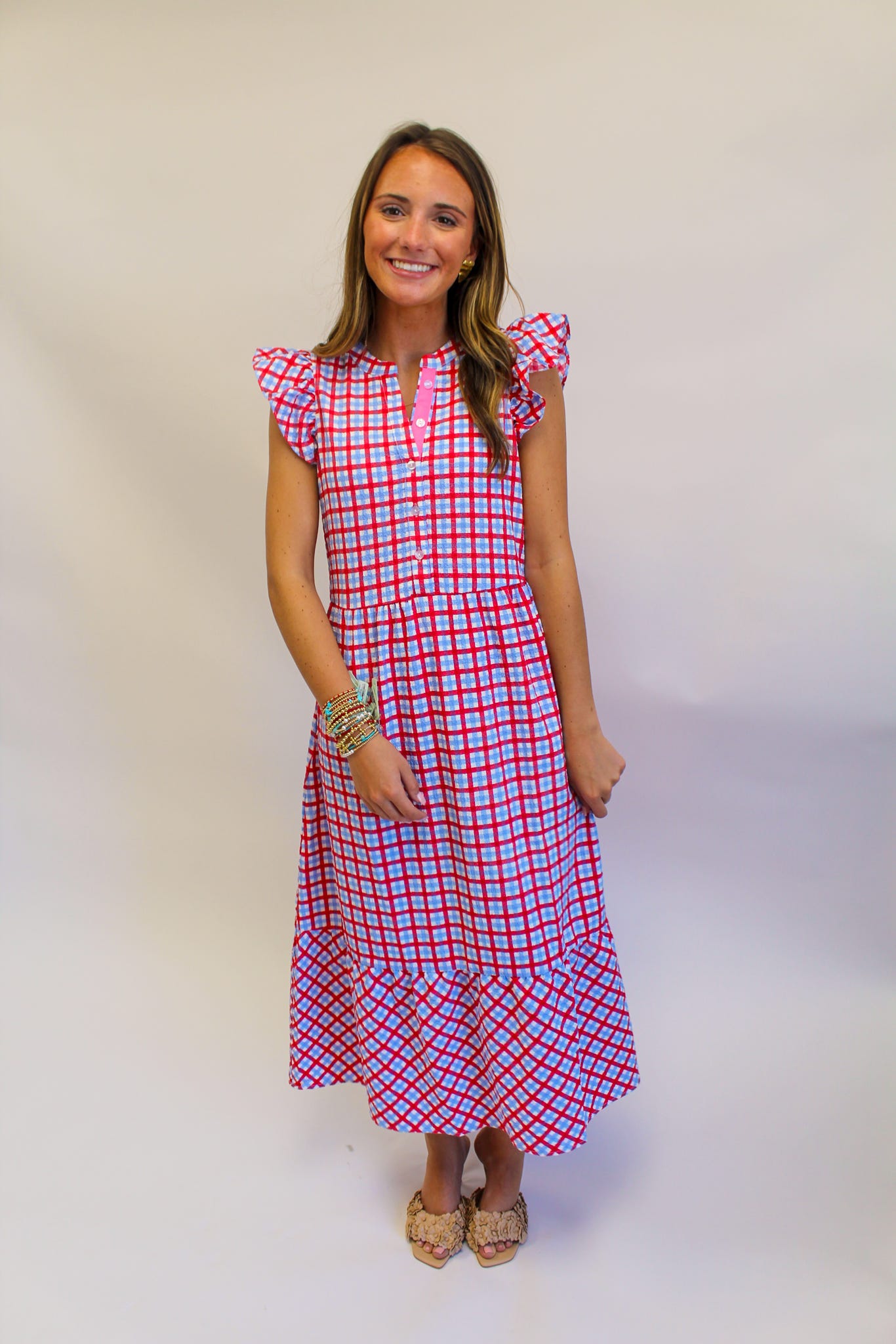 Dress Riley Gingham Red/Blue
