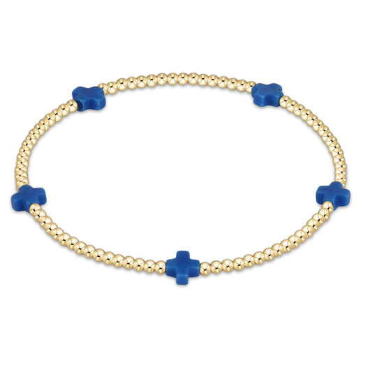 egirl Signature Cross Small 2mm Gold Bracelet - Cobalt