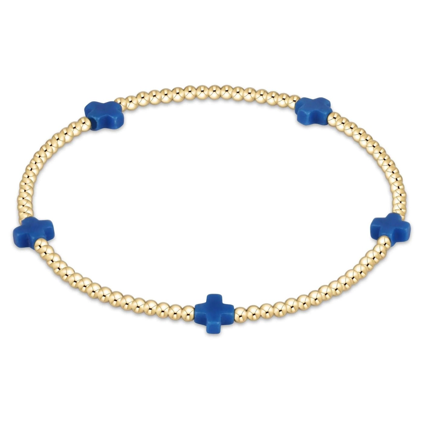 Egirl Signature Cross Small 2mm Gold Bracelet- Cobalt
