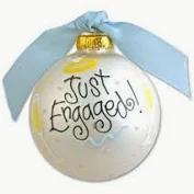 JUST ENGAGED ROUND GLASS ORNAMENT