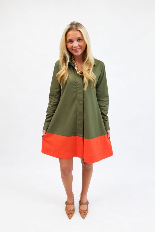 Olive/Coral Mini Mimi Dress