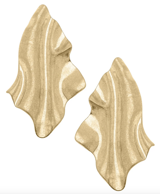 Valencia Molten Metal Statement Earrings in Worn Gold