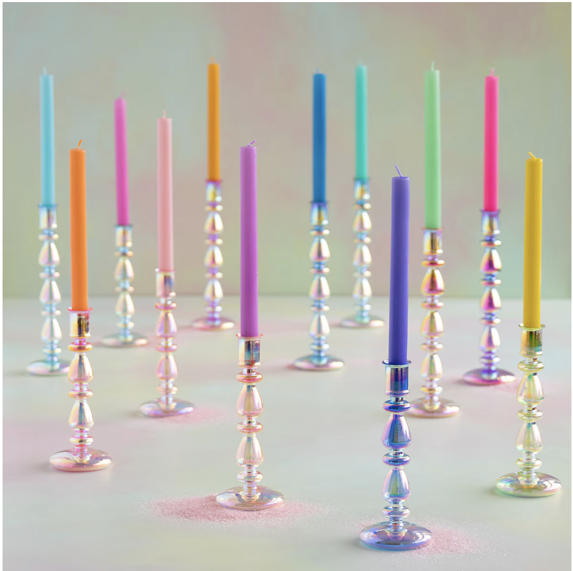 Opalescence Essence Taper Candle Holder, Glass, 8.5'' & 11''