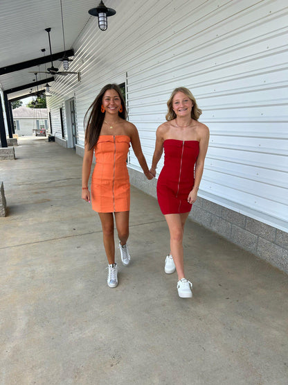 Stretch Twill Fitted Tube Dress