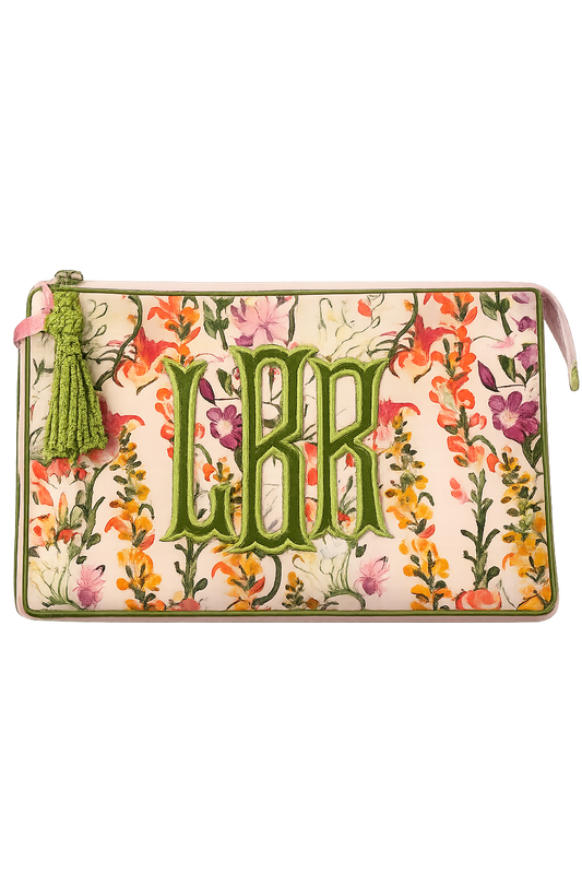 Rustic Bloom Monogrammed Clutch Bag