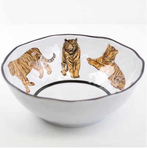 Tiger Prowl Melamine Bowl White/Black/Dark Orange 11'