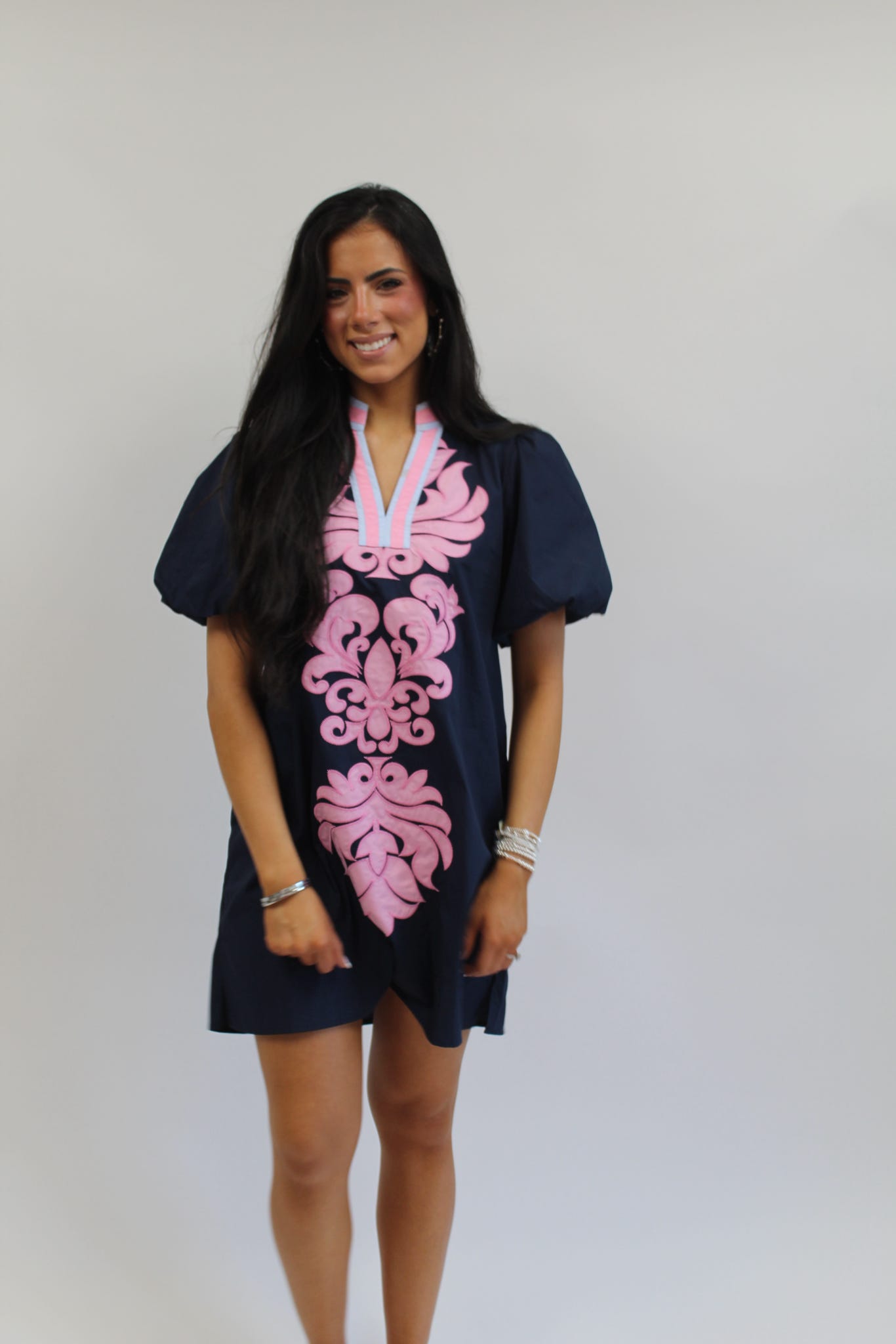 Pink Regency Embroidered Mini Dress
