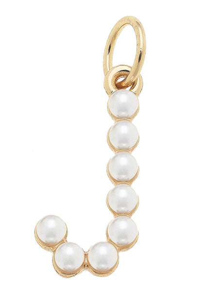 Pearl - Studded Letter Charm in Ivory