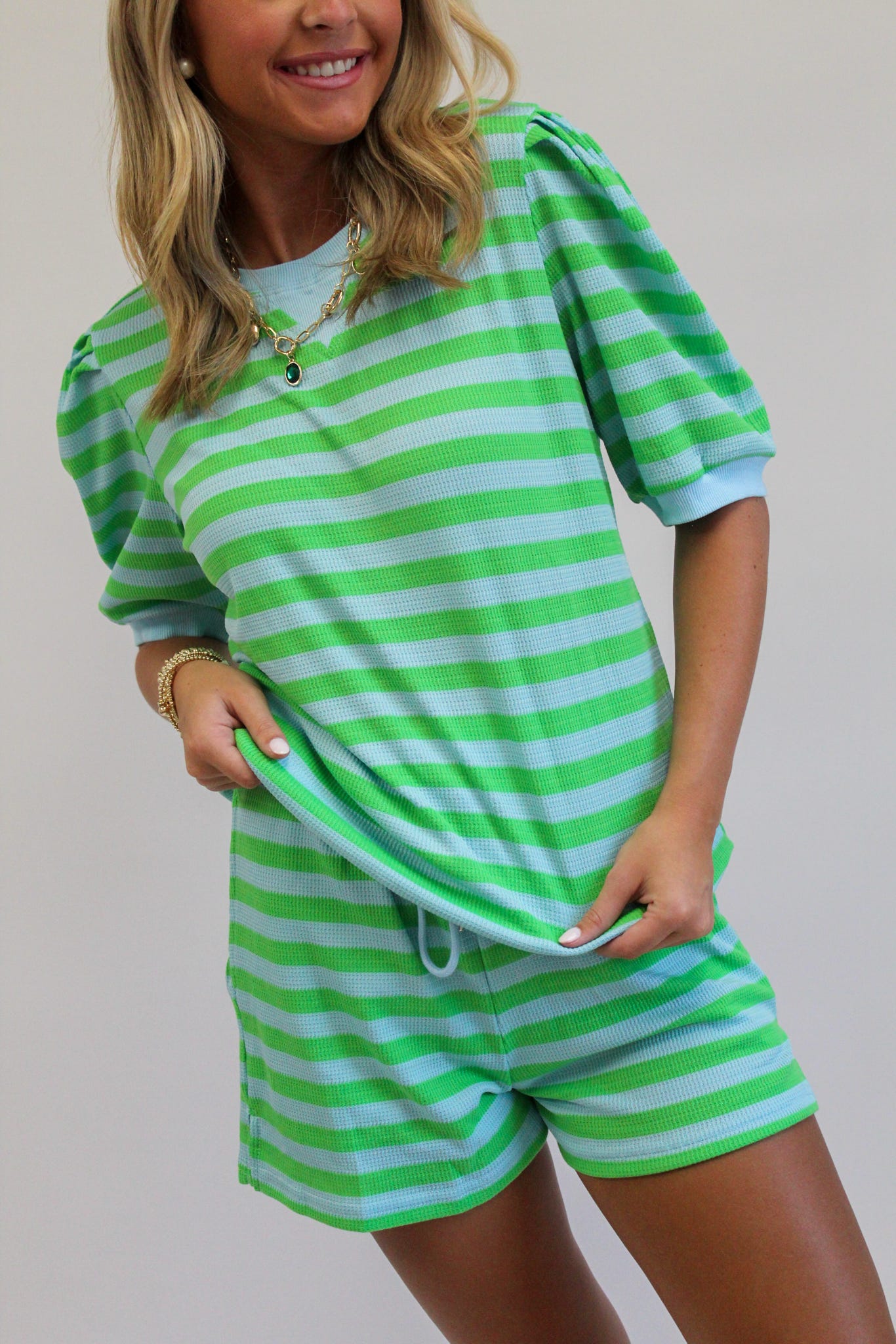 Laguna Blues Stripe Shorts Set