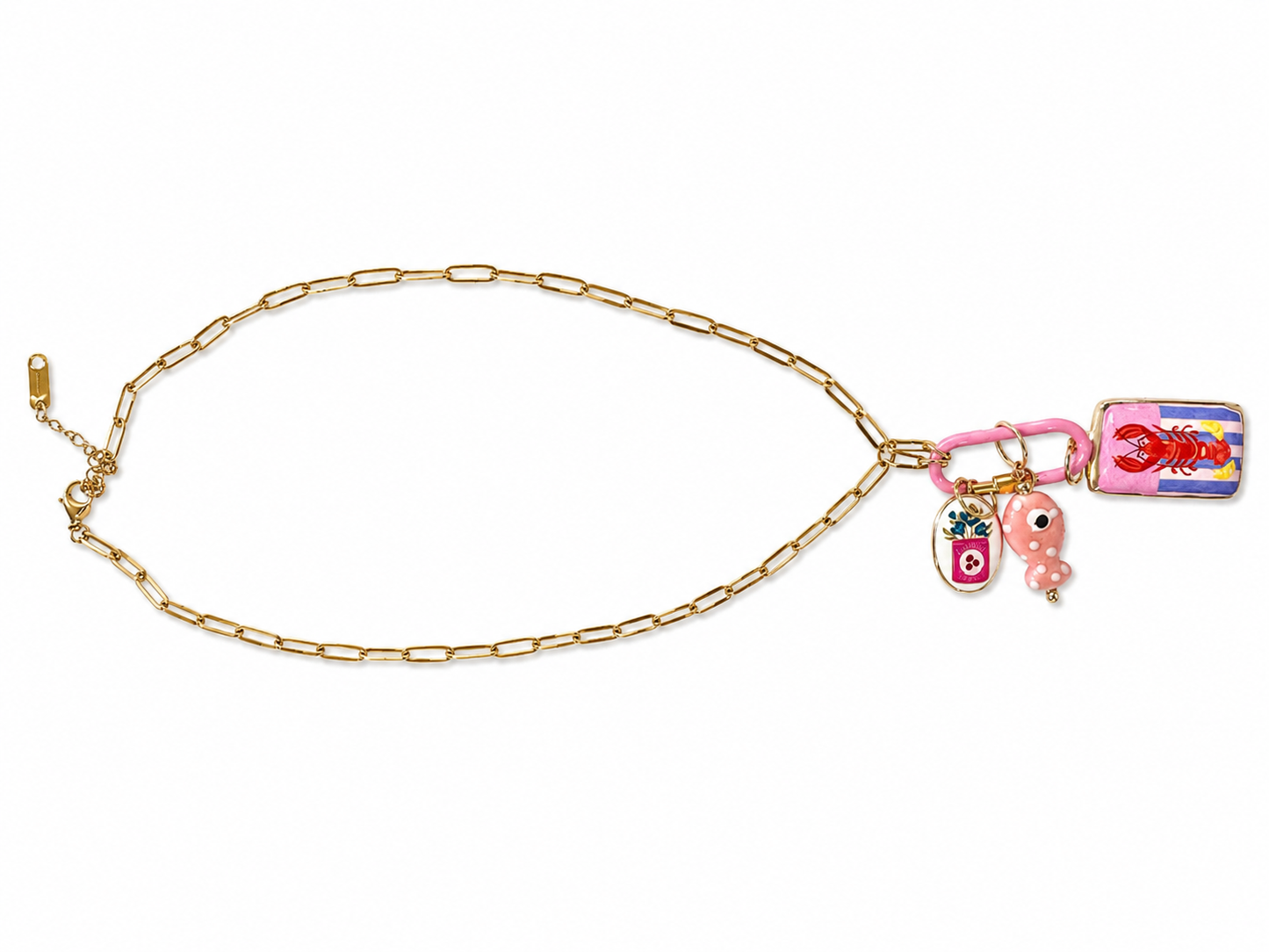 Multi Beaded Necklace with Charm