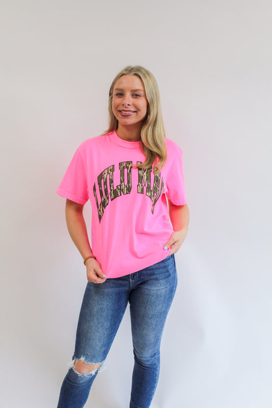 Lulu Mac Mossy Oak Bottomland Adult Neon Pink Comfort Colors Mossy Oak Tee