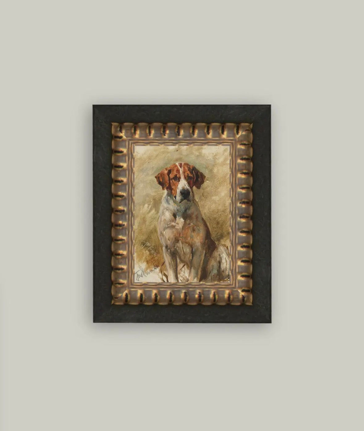 Study of a Hound Framed Antique Art 5x7