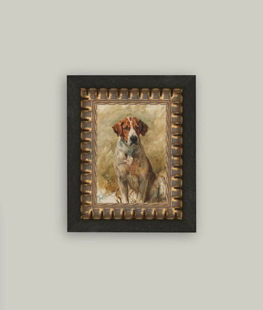 Study of a Hound Framed Antique Art 5x7