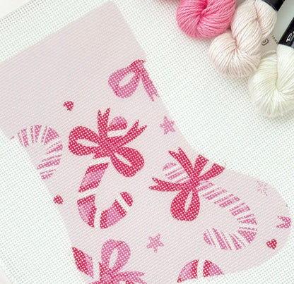 Candy Cane Bows Mini Christmas Needlepoint Canvas