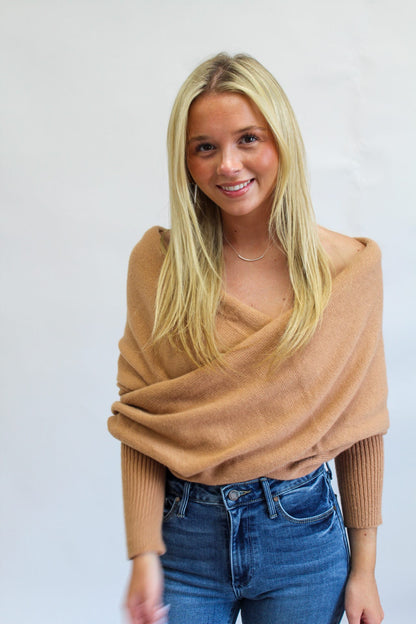 Oriana One Size Off-Shoulder Wrap Style Knit Sweater