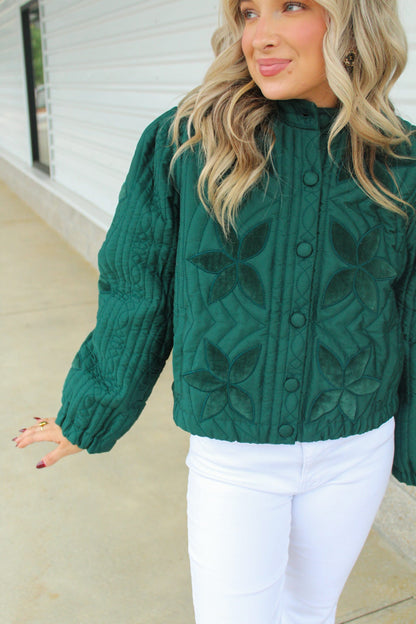 Luna Velvet Flower Quilted Jacket