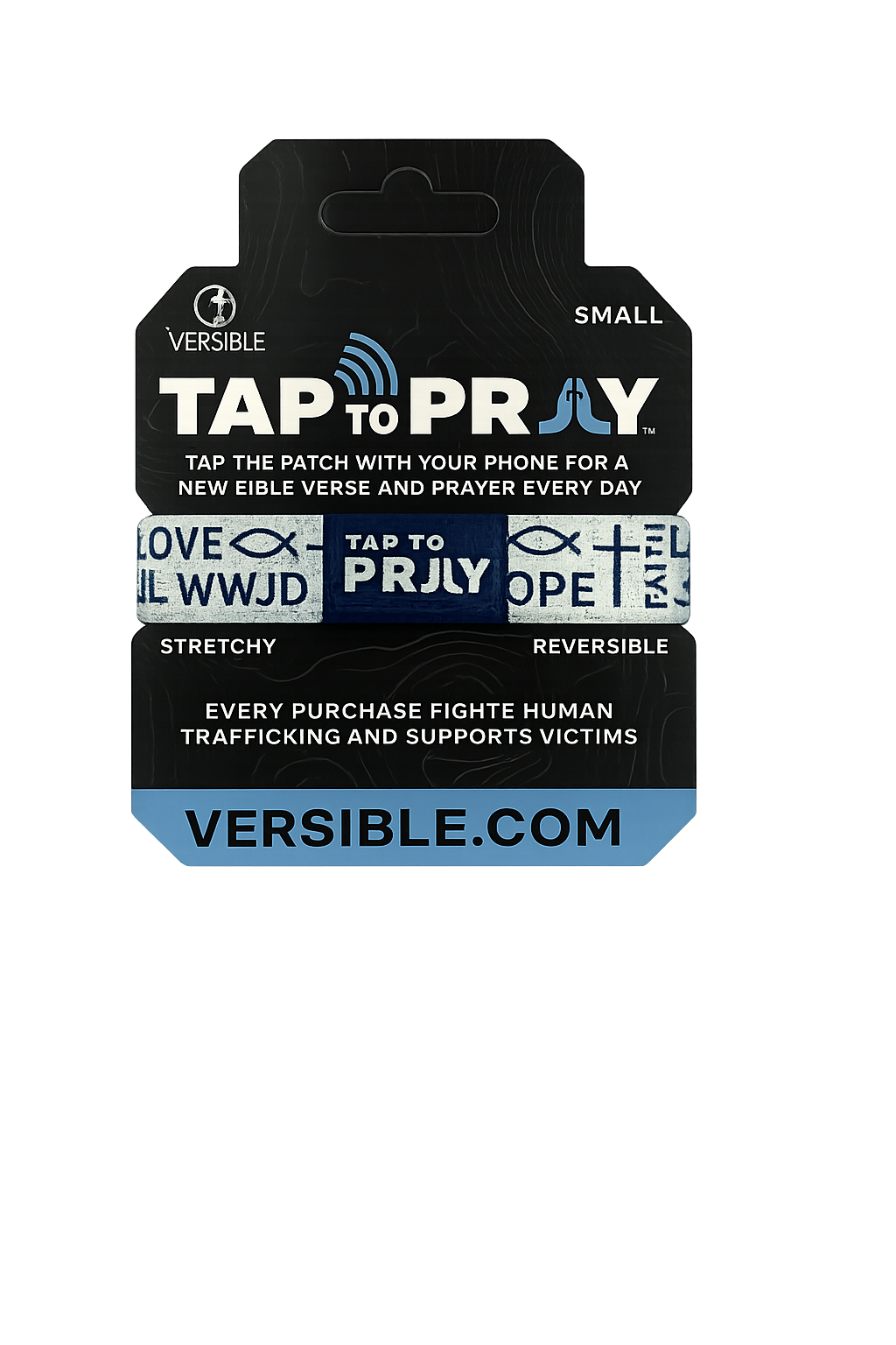 Tap To Pray Wristband - Symbols of Faith Navy