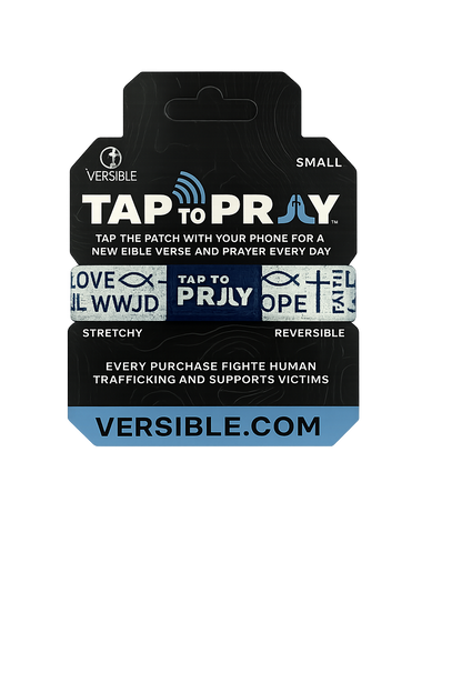 Tap To Pray Wristband - Symbols of Faith Navy