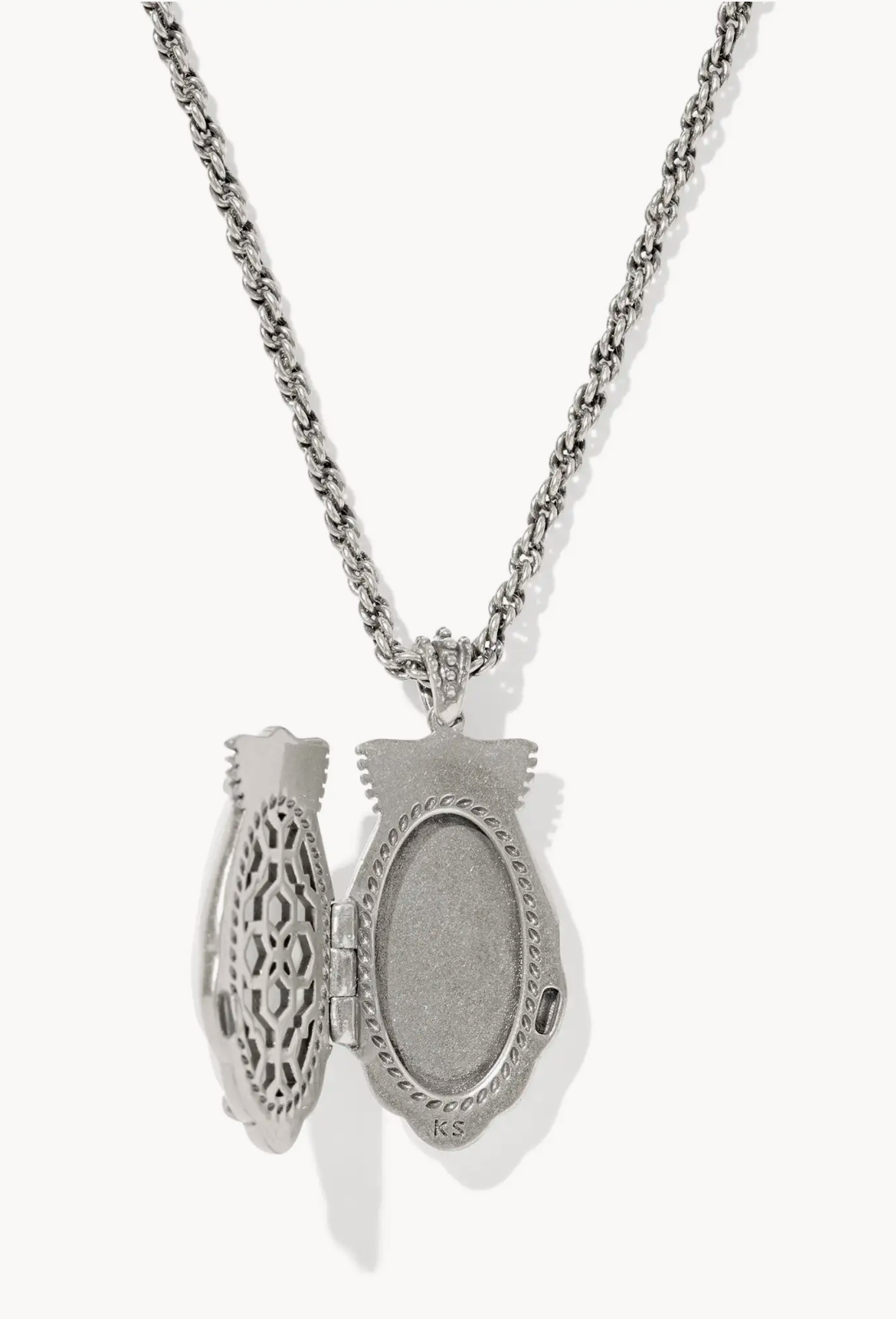 Alexa Locket Pendant Necklace Vintage Silver Ivory Mother of Pearl