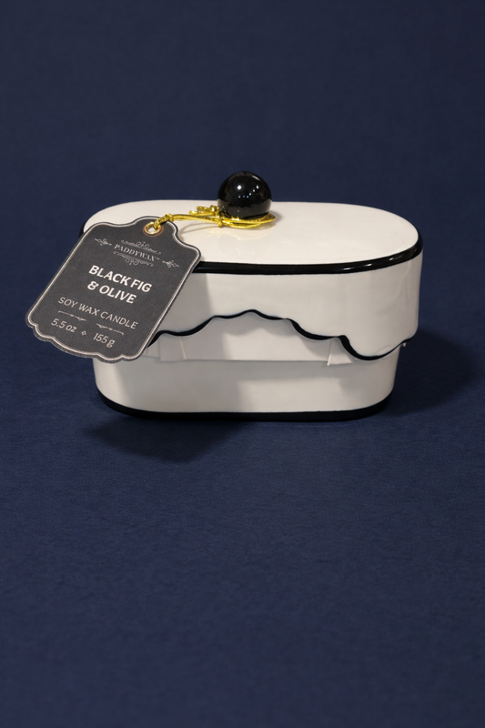 Cherie 5.5 oz Porcelain Ceramic Dish W/ Black Accents and Lid