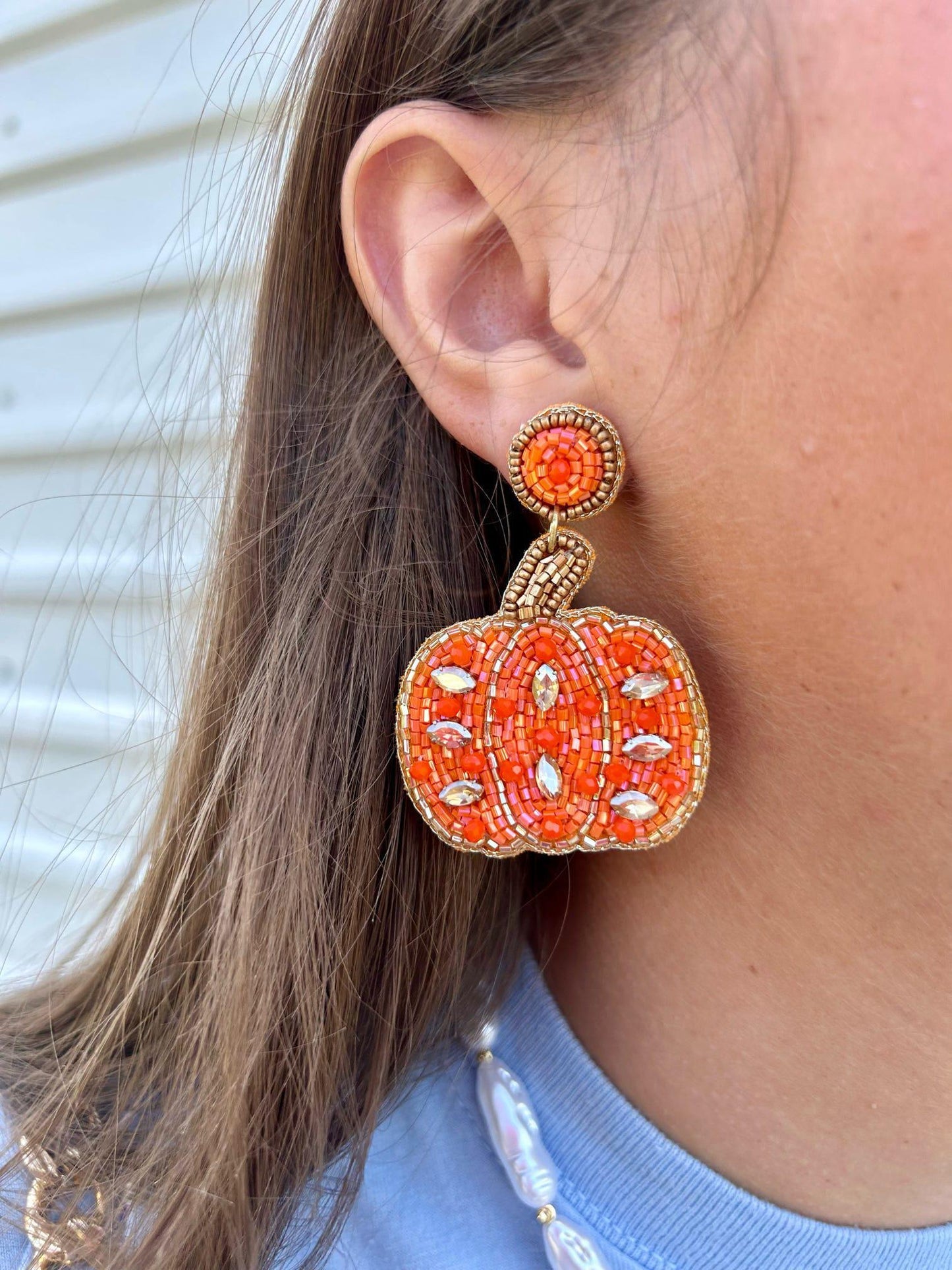 Beaded Pumpkin Earring