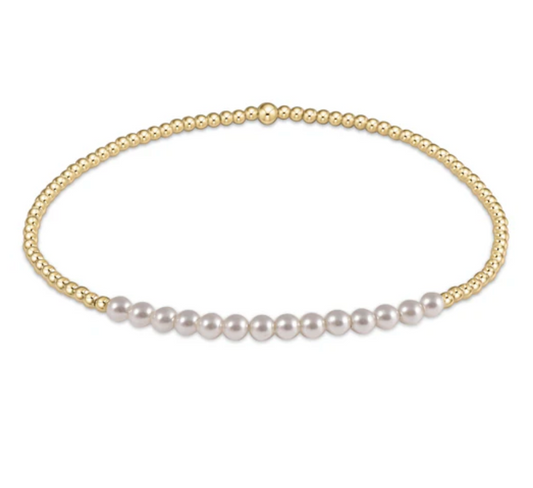 Gold Bliss 2mm Bead Bracelet - Pearl