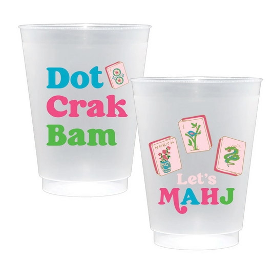 Mahjong Shatterproof Frost Flex Plastic Cups Ten pack