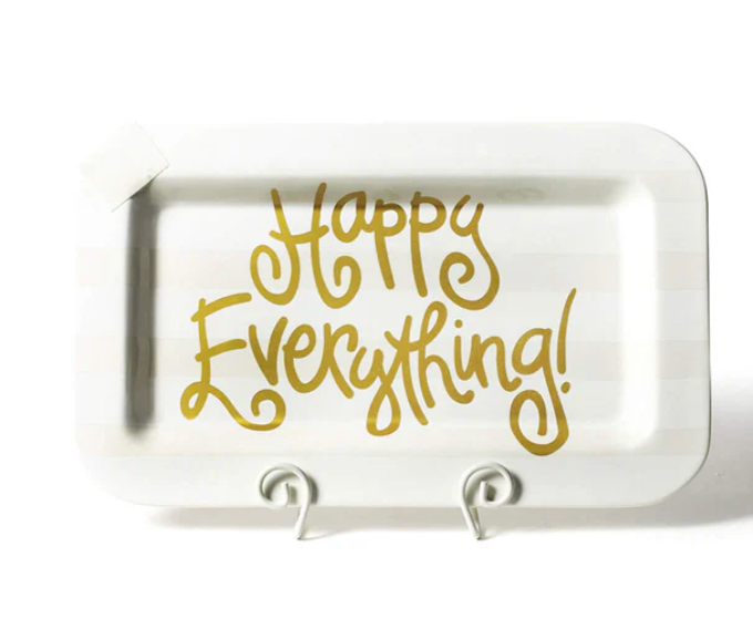 White Stripe Happy Everything Mini Rectangle Platter