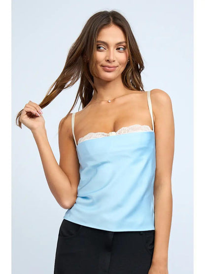 Satin Solid Color Sleeveless Cami Crop Top