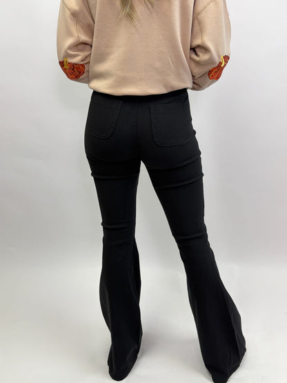 High Waisted Black Stretch Bell Bottoms