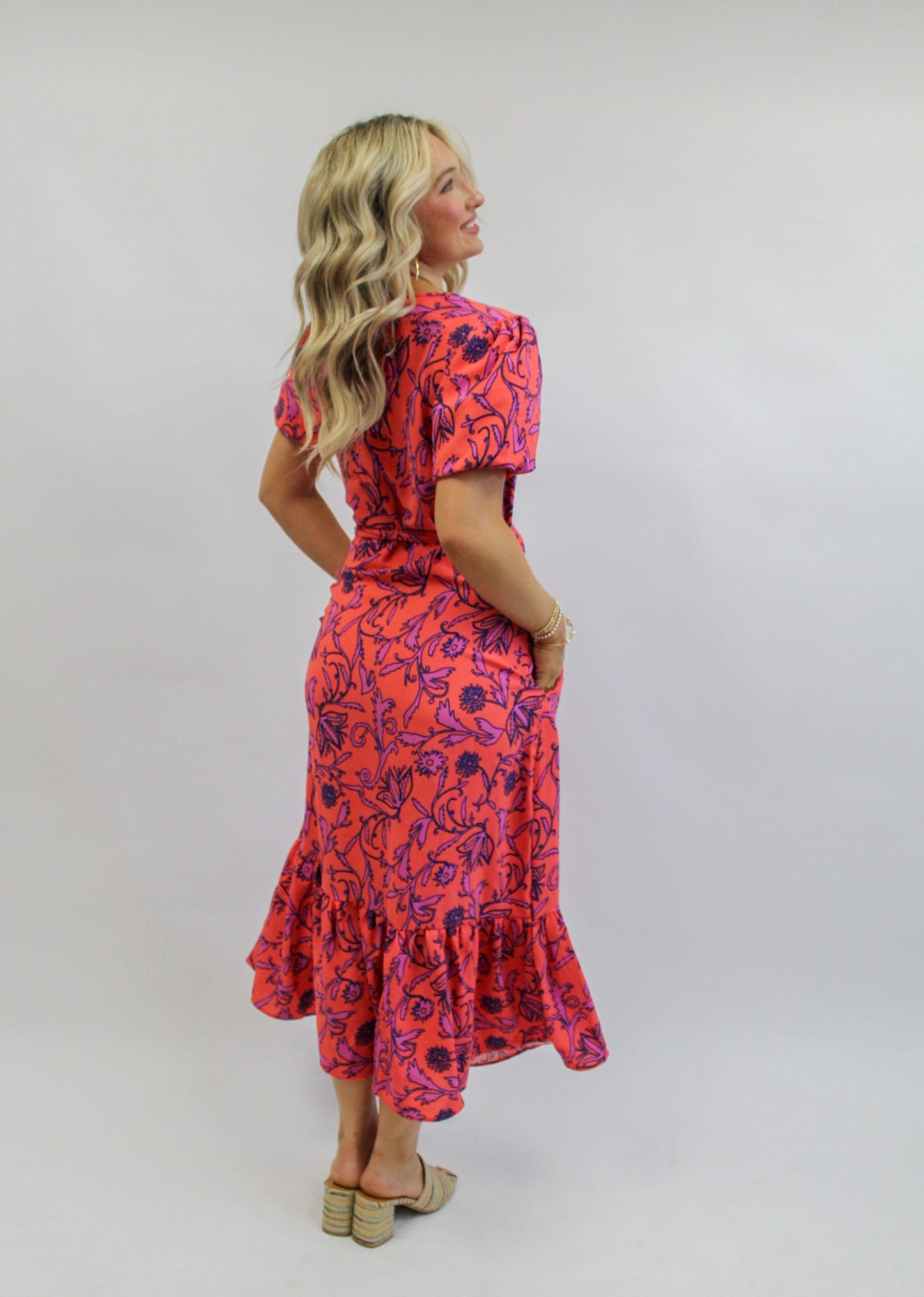 Camila Toile Tulip Coral Dress