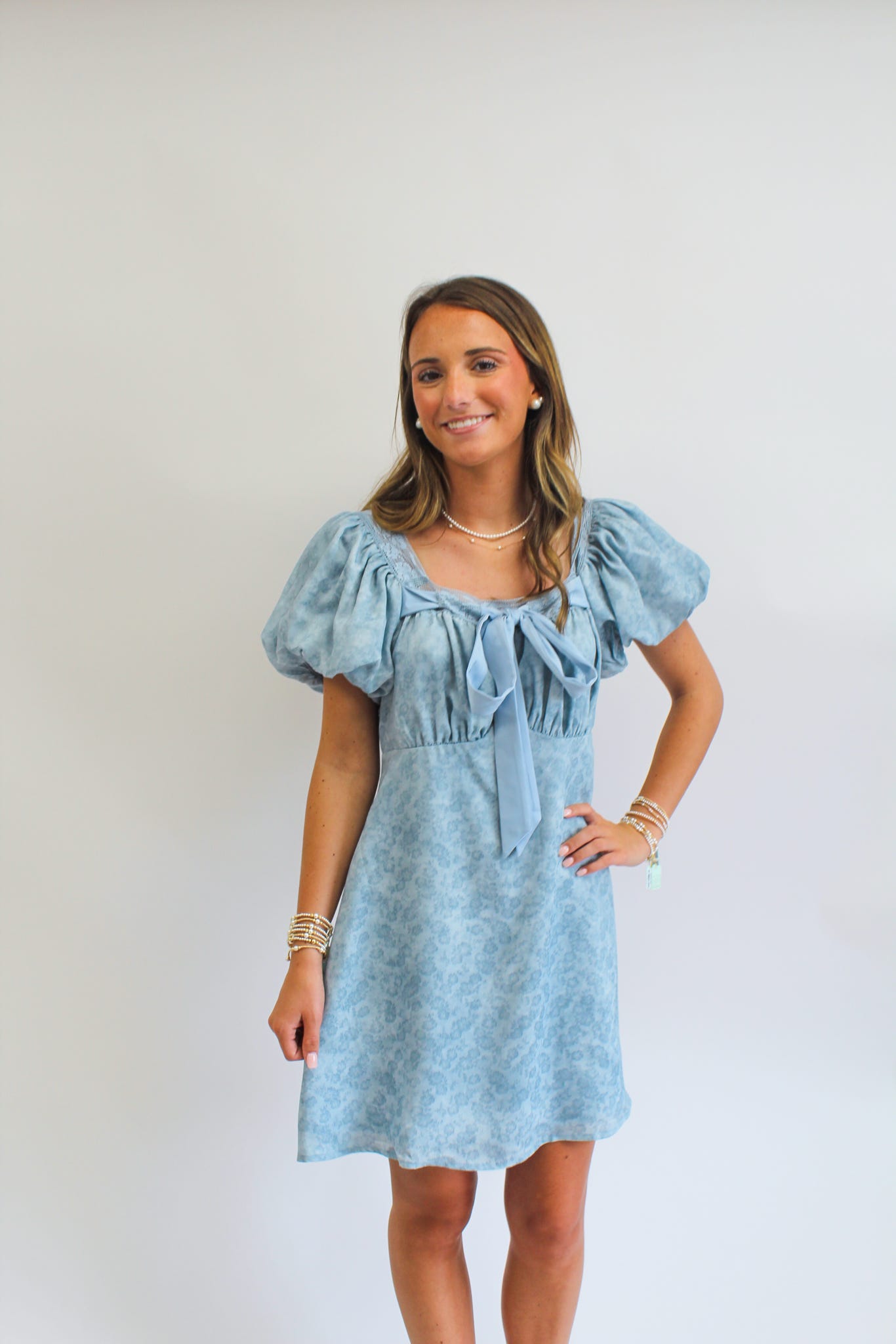 Dainty Dimples Blue Floral Mini Dress