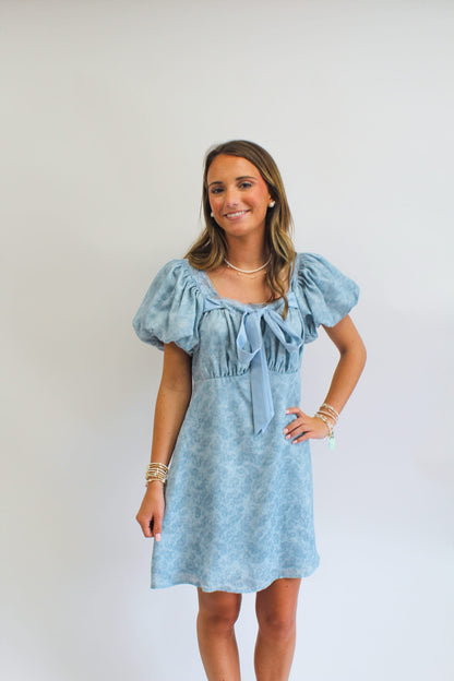 Dainty Dimples Blue Floral Mini Dress