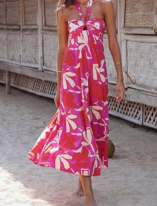 Bohemian Halterneck A-Line Dress
