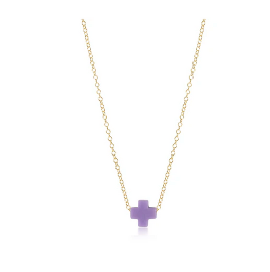 16" Necklace Gold - Signature Cross Purple