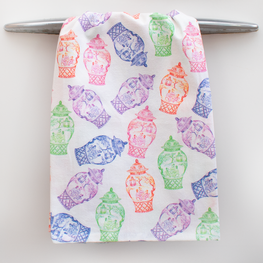 Colorful Ginger Jars Tea Towel