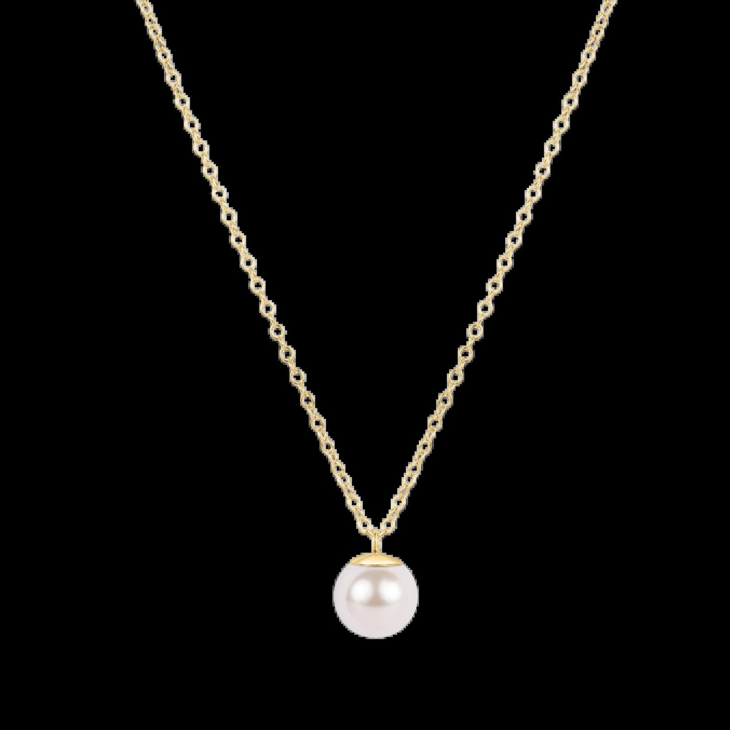 16" Necklace Gold- Classic Pearl 8mm Charm