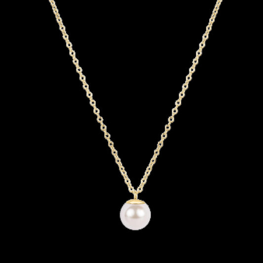 16" Necklace Gold- Classic Pearl 8mm Charm