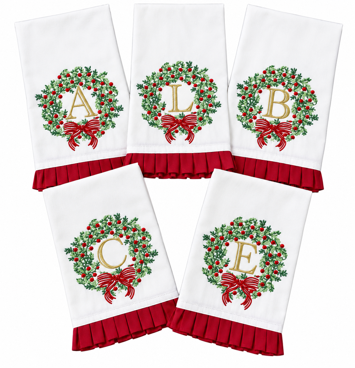 Wreath & Ribbon Initial Tea Towel