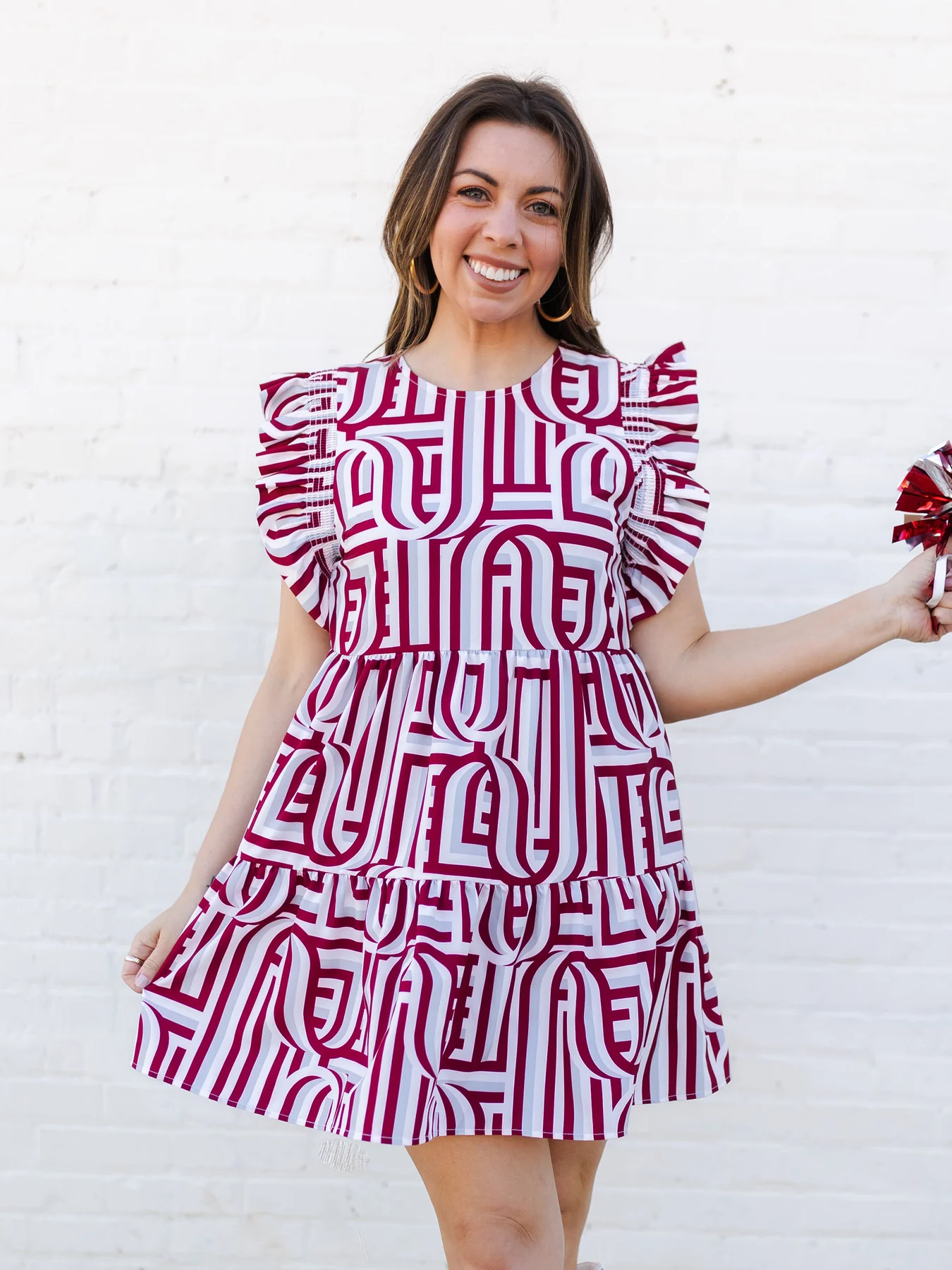 Dress Everly Touchdown Maroon/White