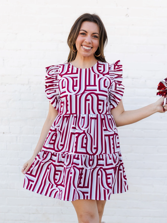 Dress Everly Touchdown Maroon/White