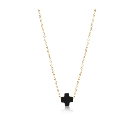 16" Necklace Gold - Signature Cross Onyx