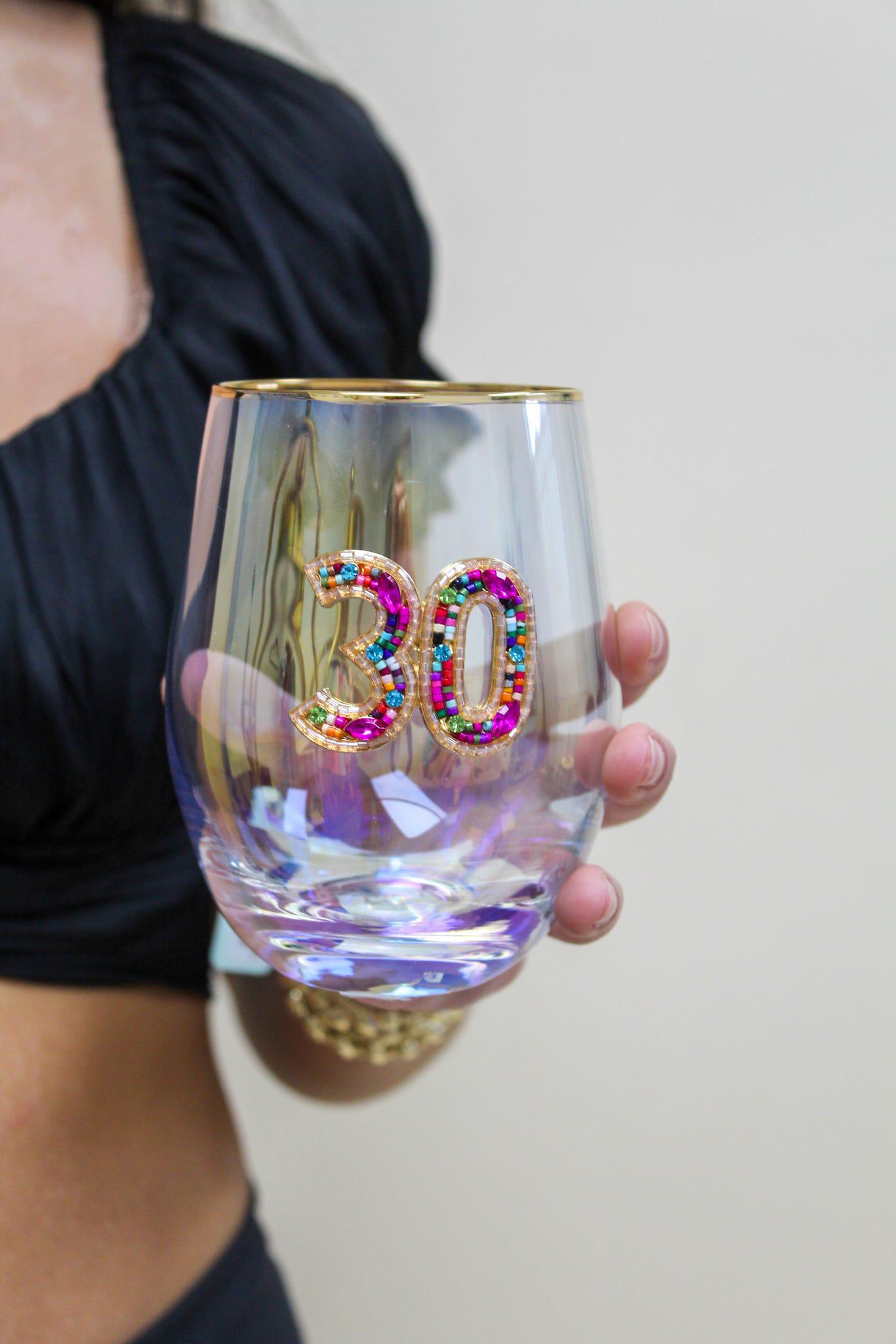 Stemless Wine Glass Beaded 30
