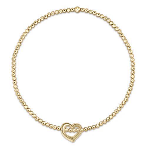 egirl Classic Gold 2mm Bead Bracelet - Love Small Gold Charm