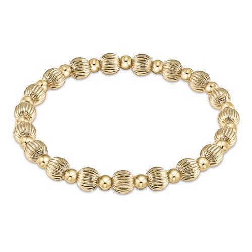 Dignity Grateful Pattern 6mm Bead Bracelet - Gold