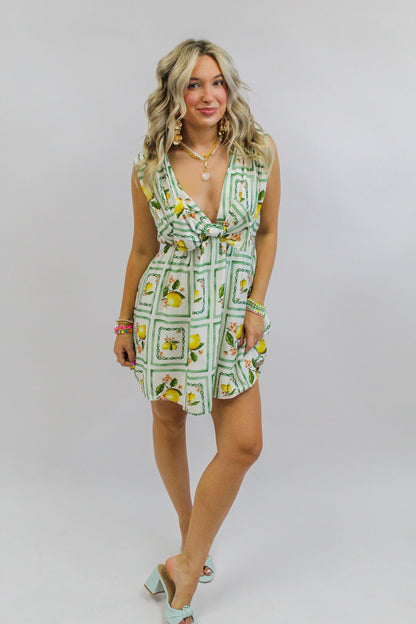 Lacy Lemon Delight Bow Dress