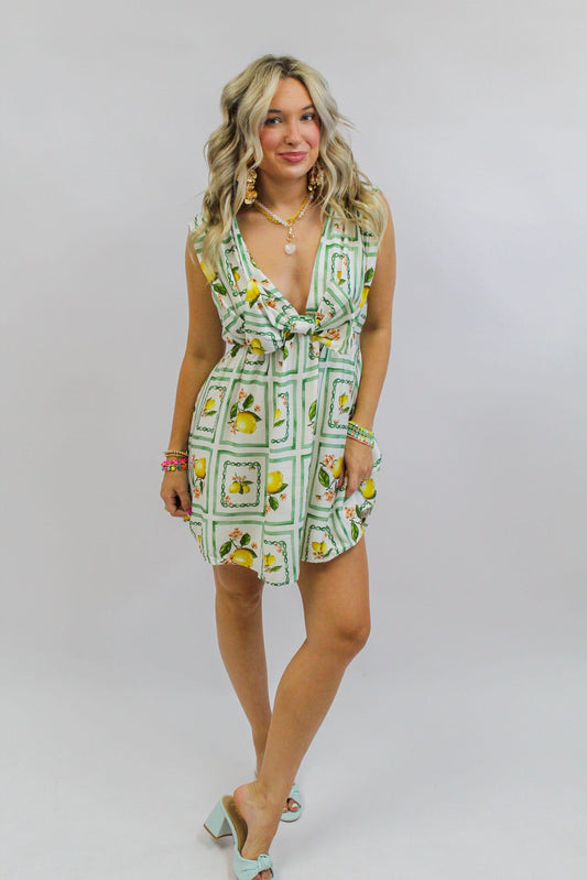 Lacy Lemon Delight Bow Dress