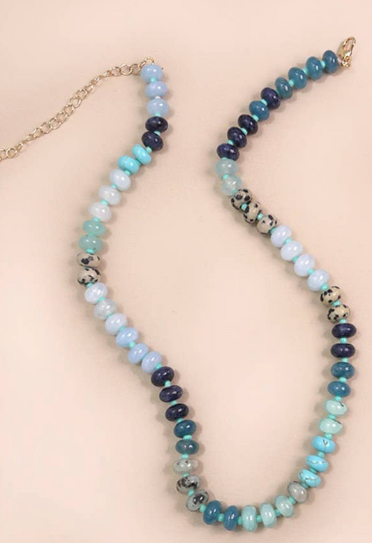 NATURAL AGATE GLASS SEMI PRECIOUS BEAD NECKLACE